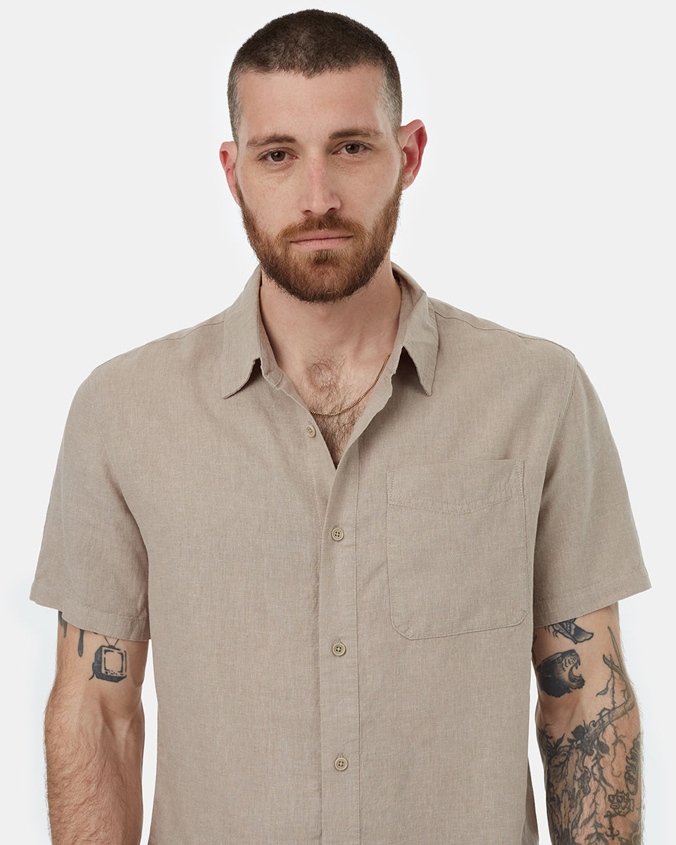 TenTree Men's Hemp Button Front SS