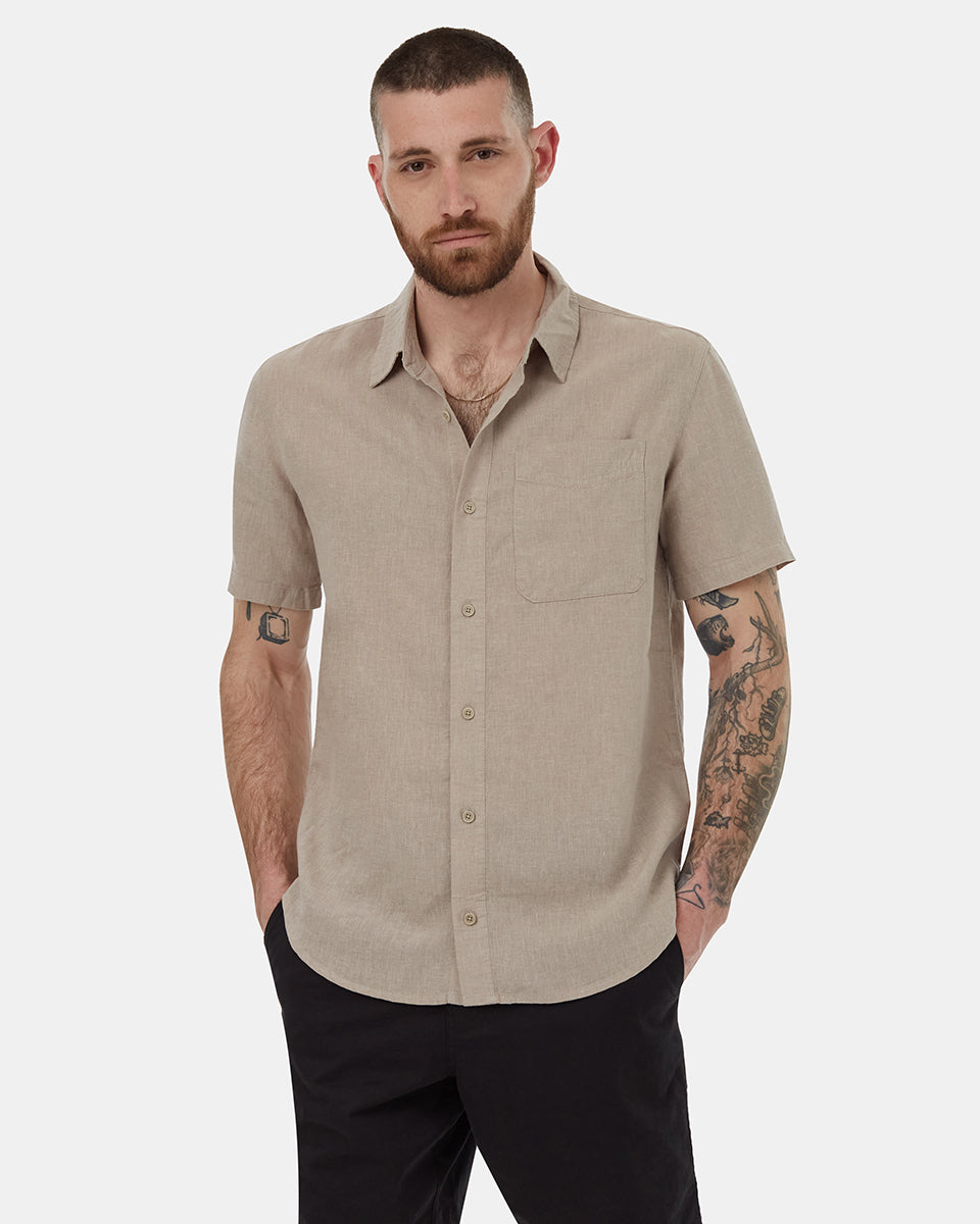 TenTree Men's Hemp Button Front SS