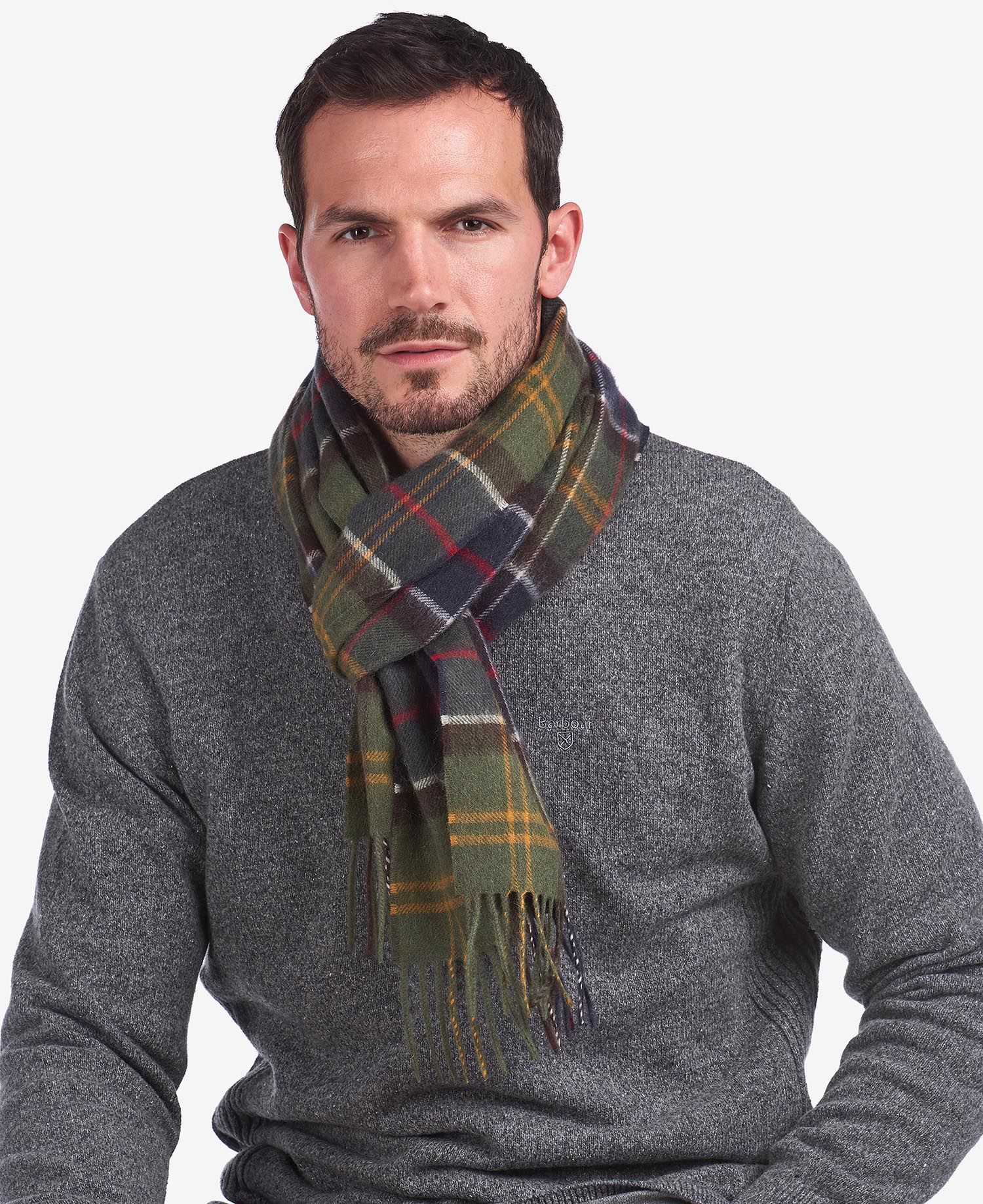 Barbour Wool Cashmere Tartan Scarf