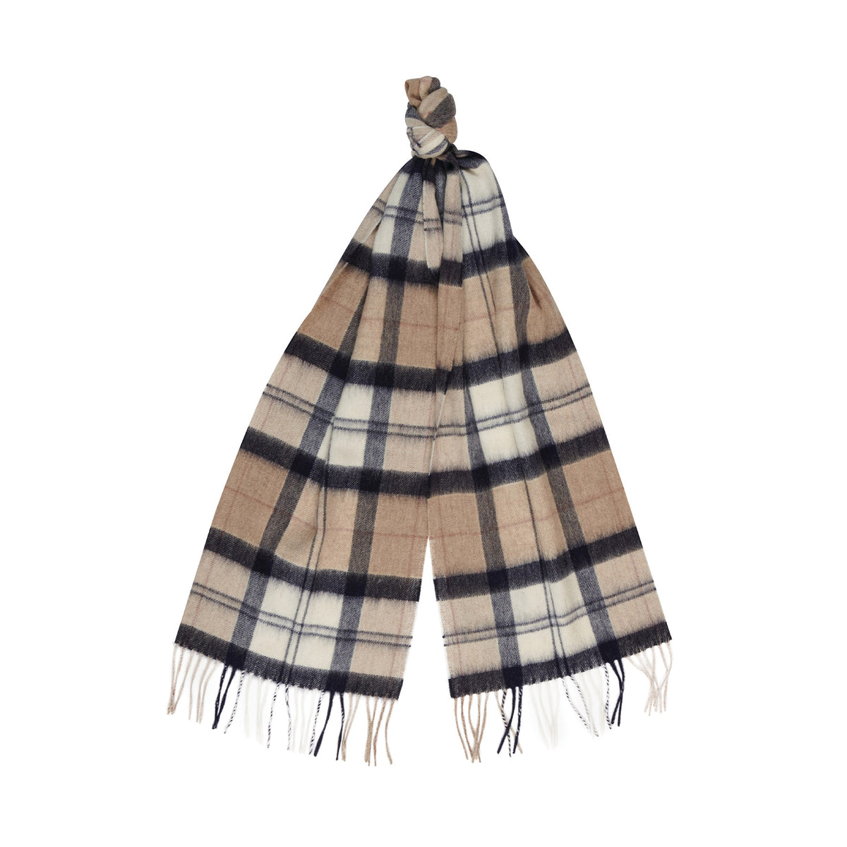 Hero image featuring the Barbour Tartan Scarf in rosewood.