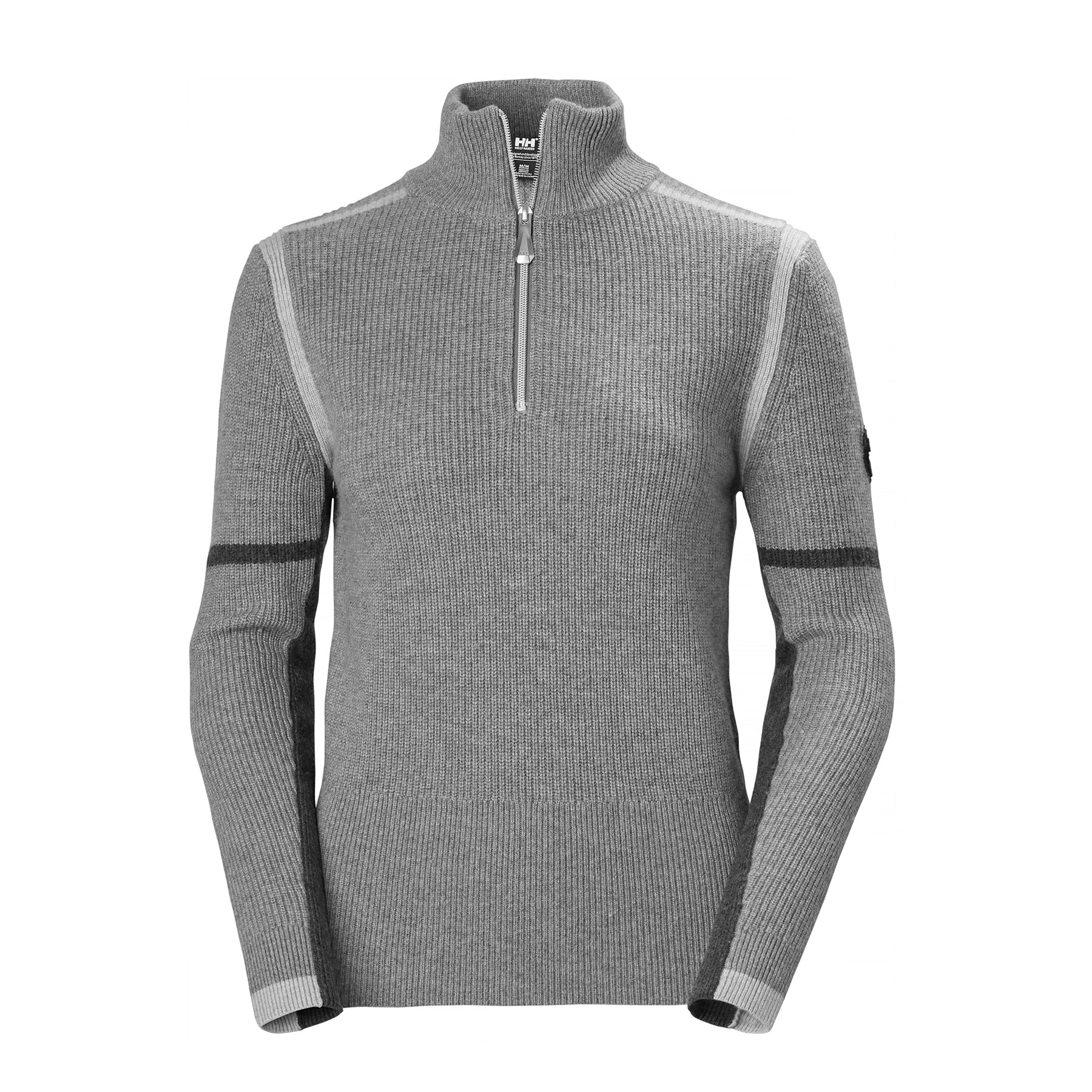 Hero image of the Edge Knitted Sweater in Grey Mulang