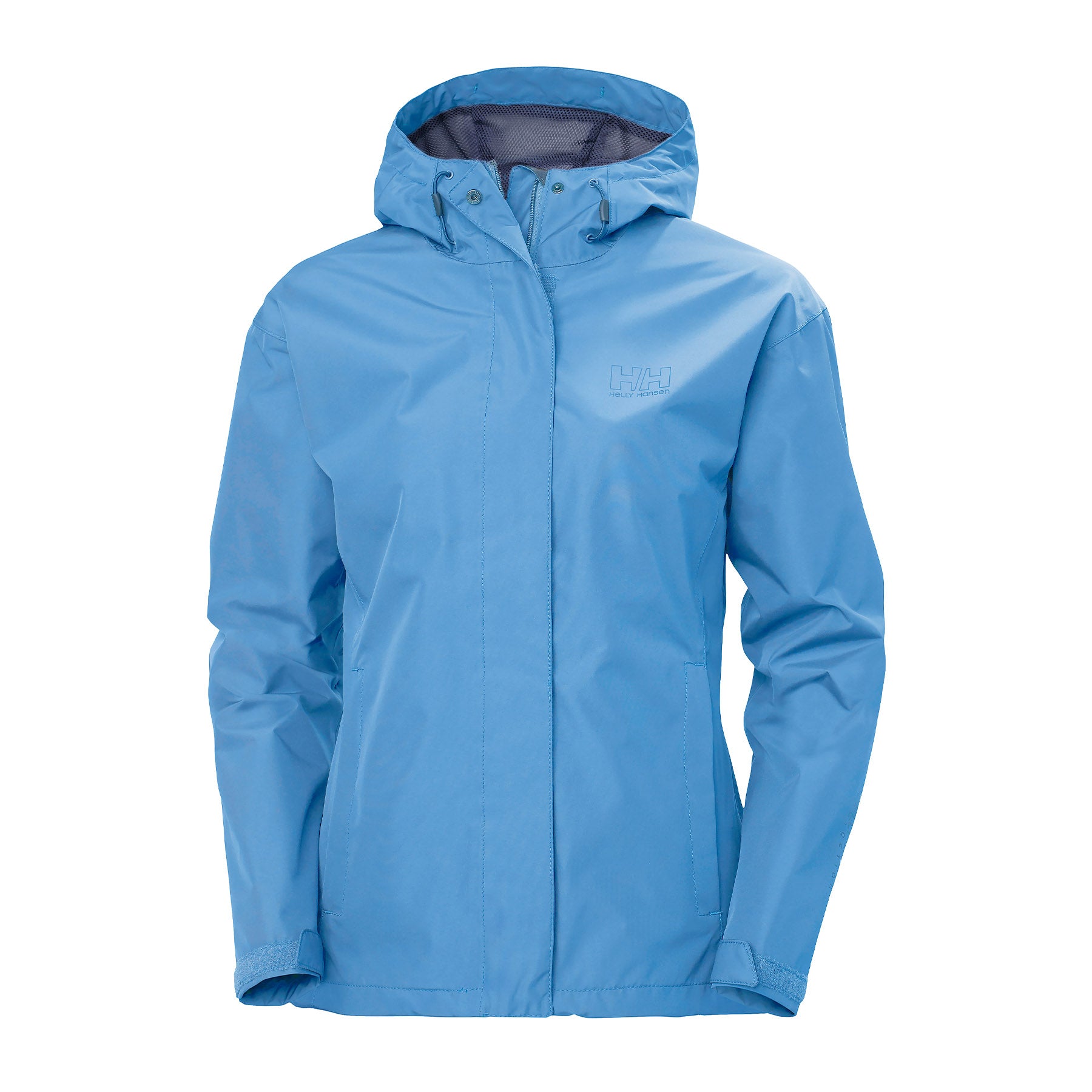 Hero image featuring the front of the Helly Hansen Women's Seven J Rain Jacket in skagen blue