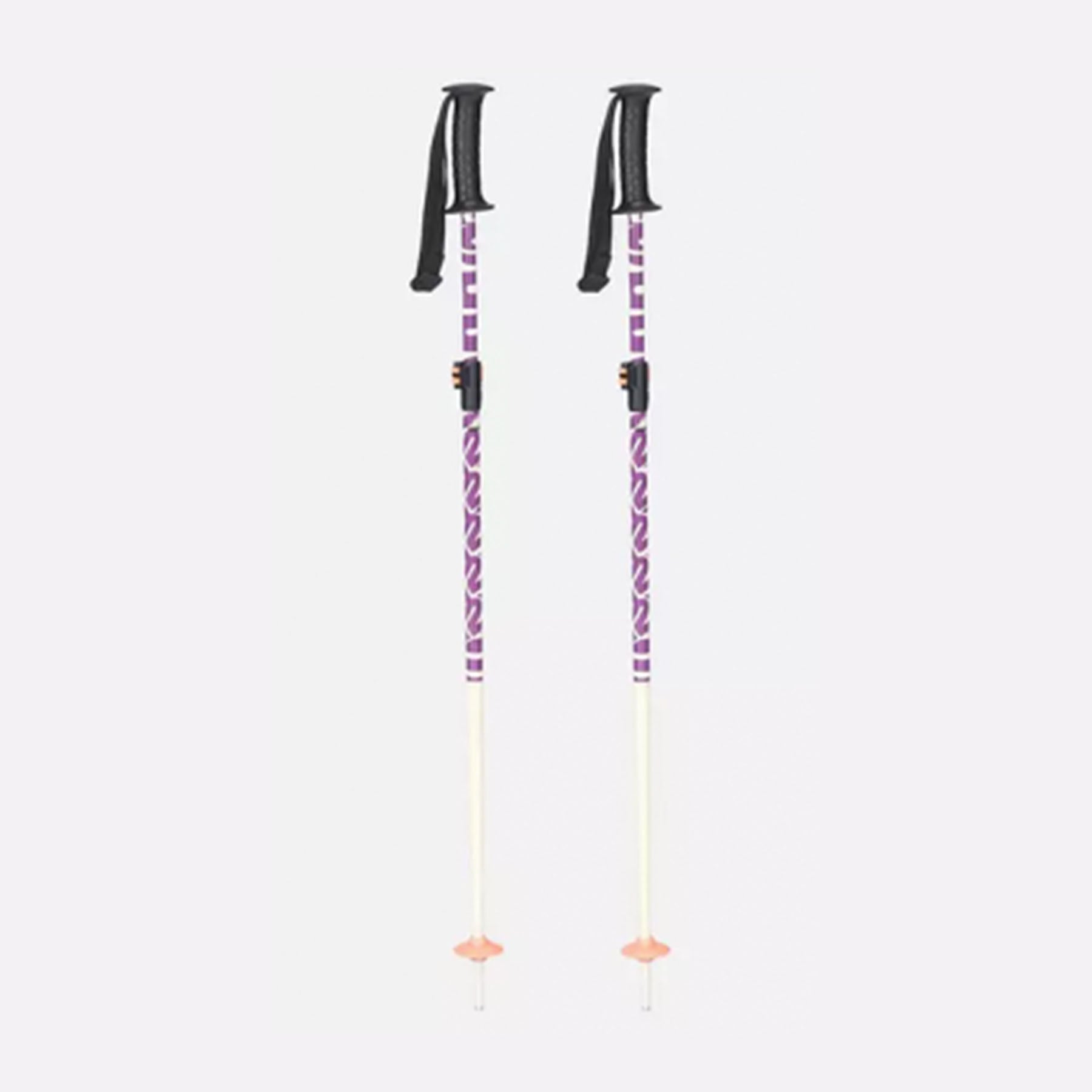 Hero image featuring the K2 Sprout Jr. ski poles in purple with white trim and black handles.