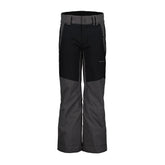 Hero image featuring the front of the Obermeyer kids Parker Pant in coal with black front panels above the knee.
