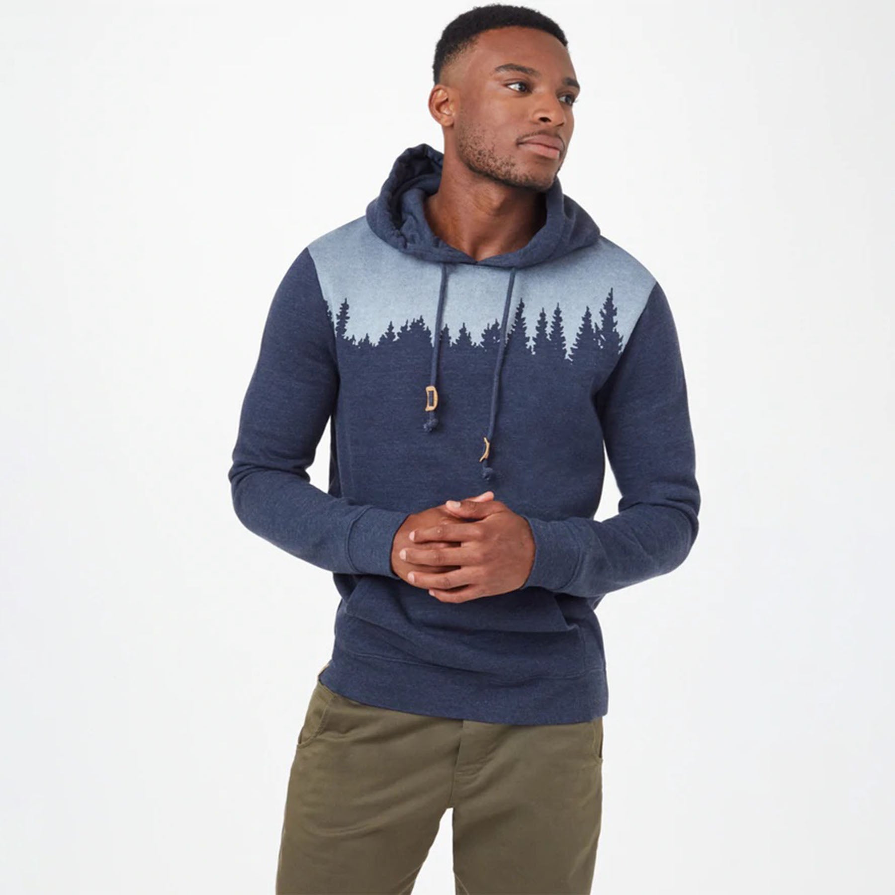 Hero image of the front of the Ten Tree Juniper hoodie in blue