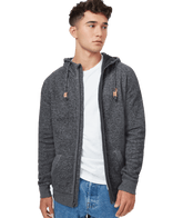 Hero image featuring a male model wearing blue jeans and the Ten Tree Oberon Zip Hoodie unzipped with a white shirt underneath.