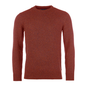 Hero image featuring the front of the Barbour Essential Tisbury crew sweater in brick red.