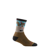 Hero image featuring the Women's Darn Tough Critter Club micro crew sock in brown with a picture of a squirrel with a camera around it's neck on the ankle.