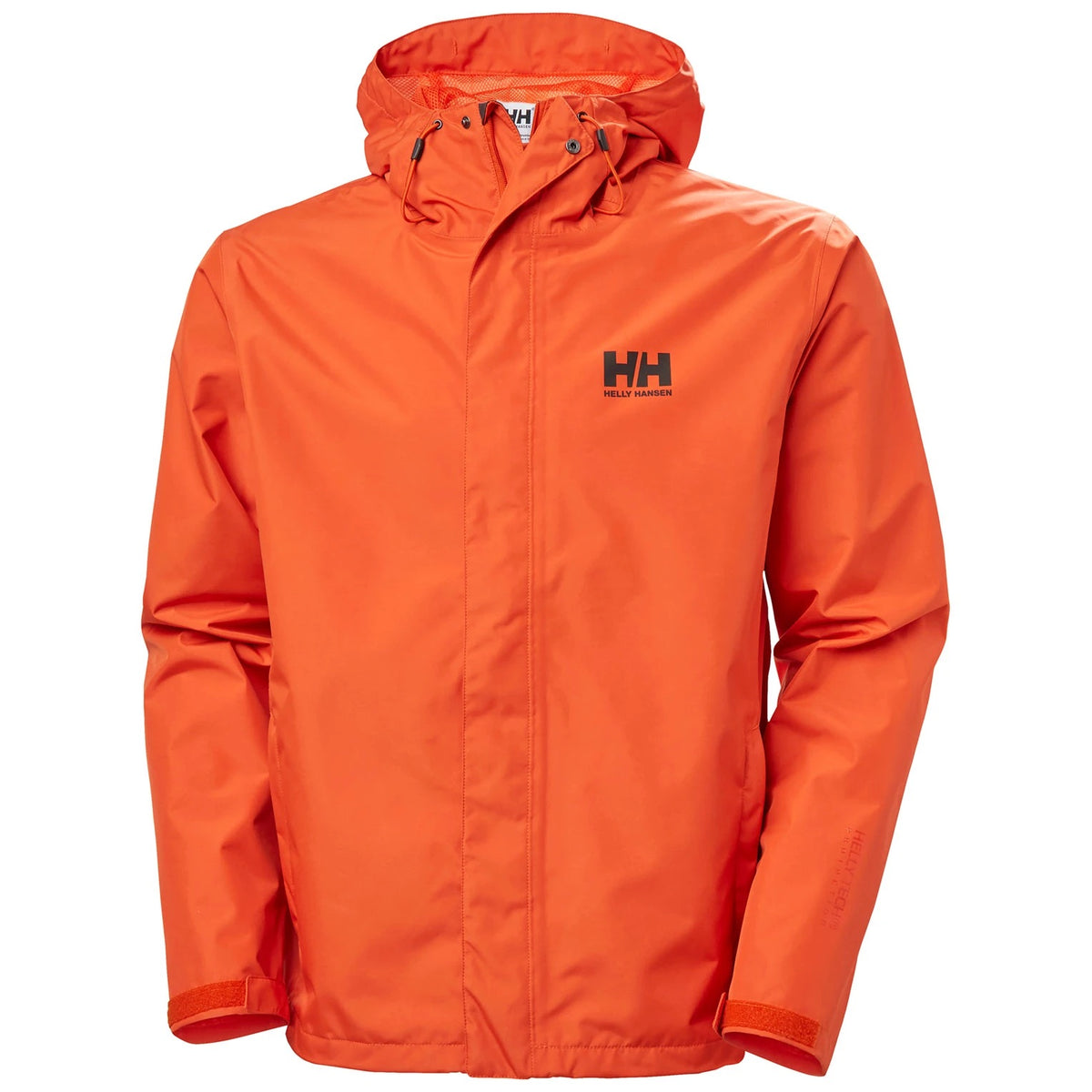 Hero image featuring the front of the Helly Hanson Seven J Rain Jacket in Patrol Orange