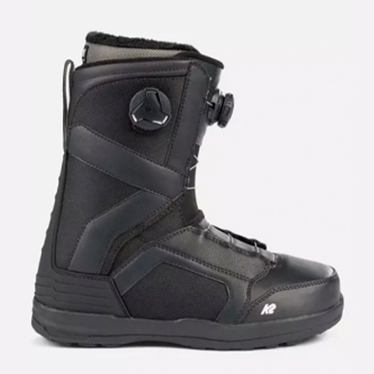 Hero image featuring a side angle view of the K2 Boundary snowboard boot in black.