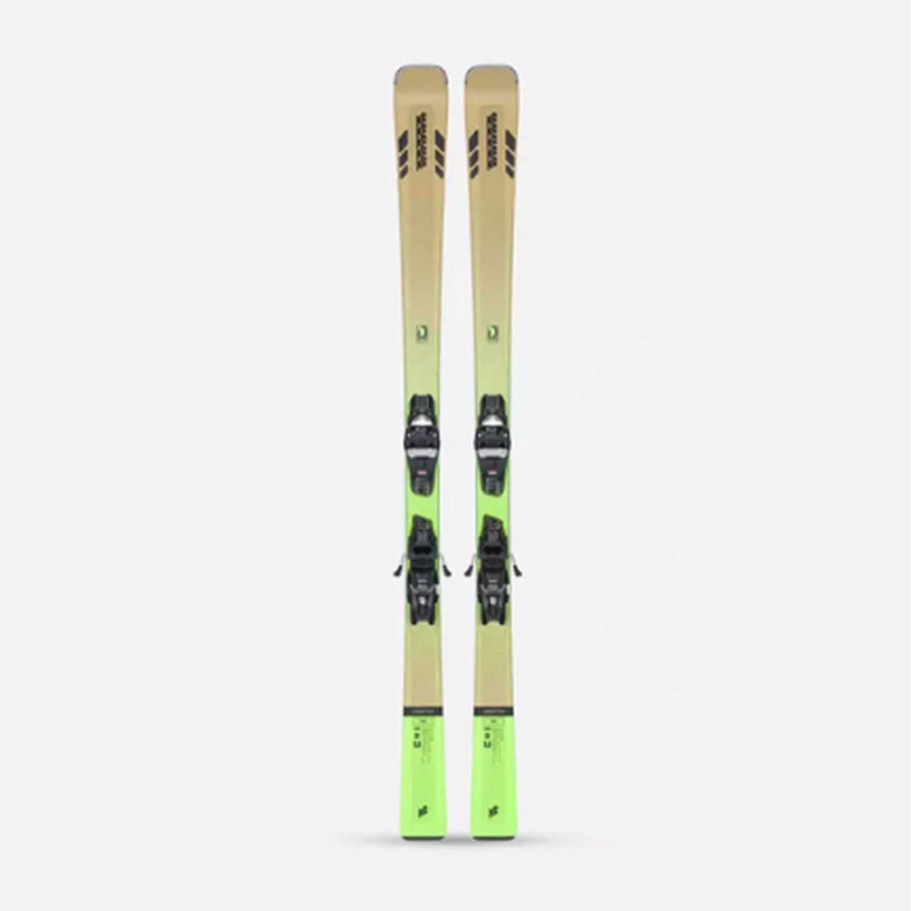 Hero image featuring the top of the K2 Men's Disruption 78c skis in multi color with bright green, light brown, and black bindings.
