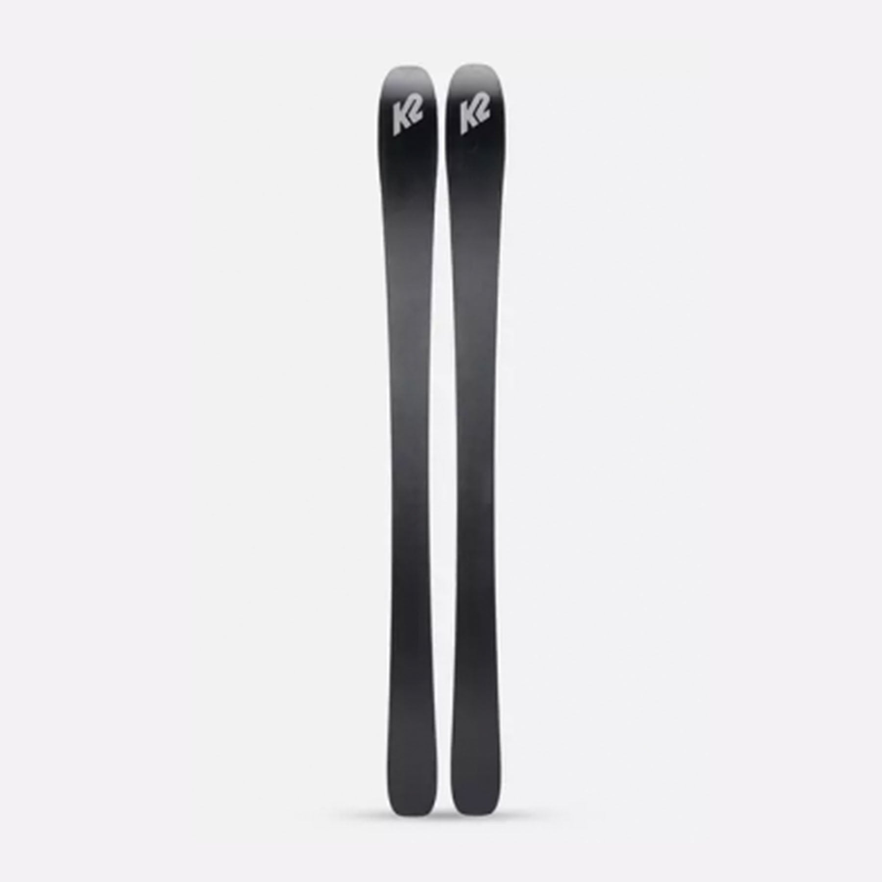 Image features the bottom of the Women's K2 Mindbender 85 skis in black with white K2 logos on the tips.