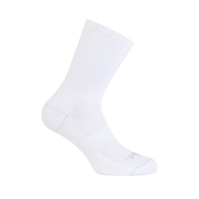 Hero image featuring a side angle shot of the Rapha Light Weight Sock in white