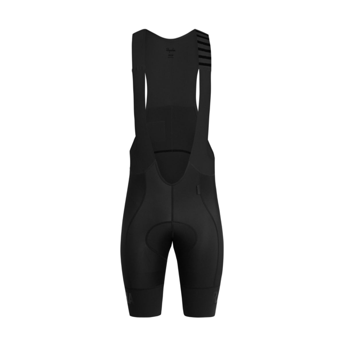 Hero image featuring the front of the Rapha Men's Pro Team Bib Shorts in all black.