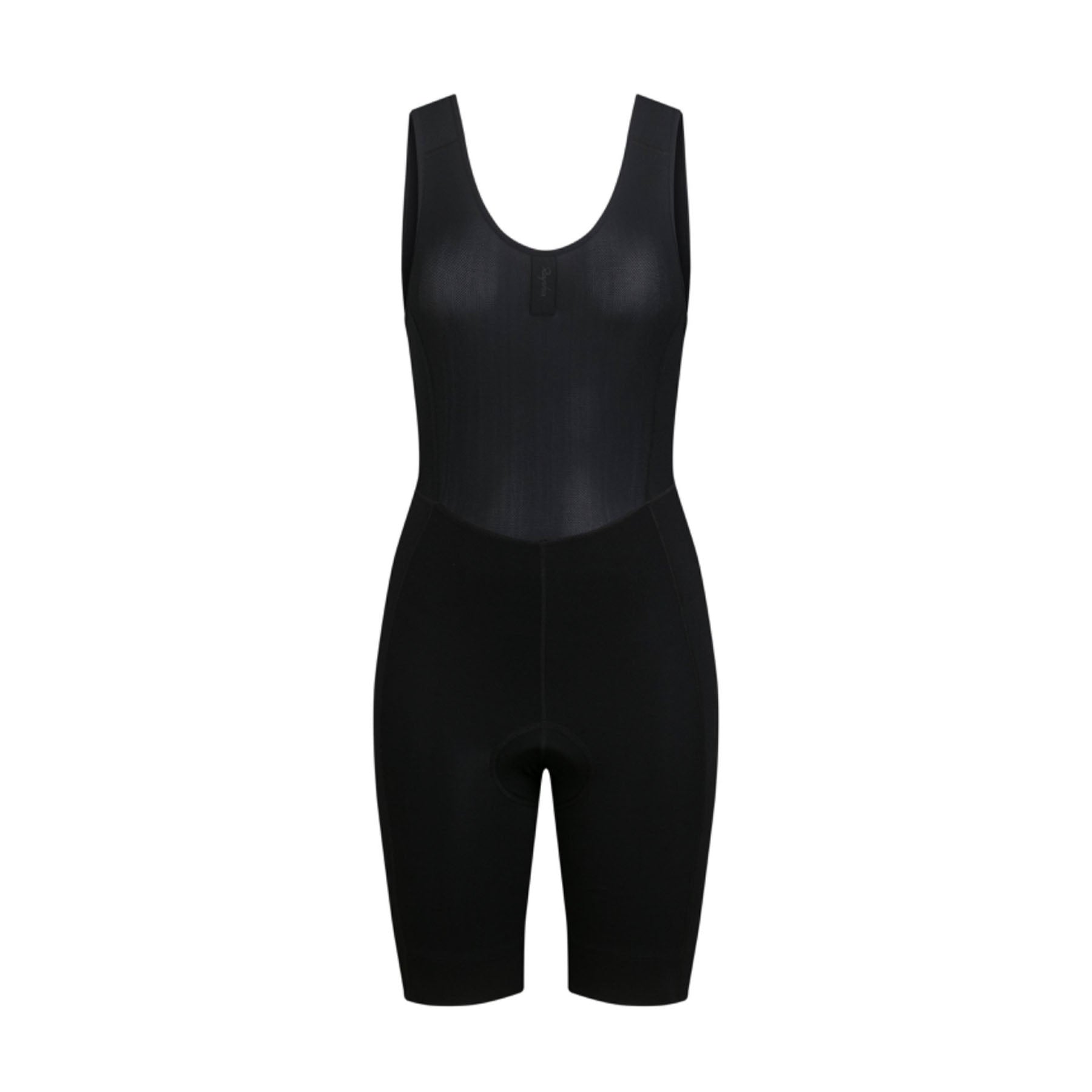 Hero image featuring the front of the Rapha Women's Classic Bib Short in all black