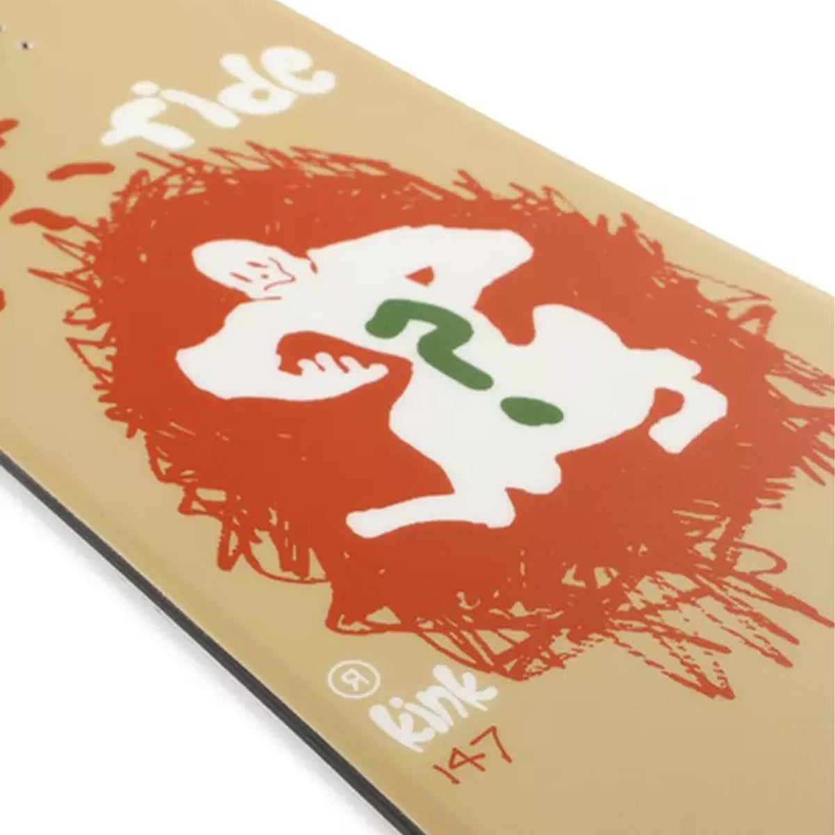 Image features the deck of the Ride Kink snowboard with the size and logo.