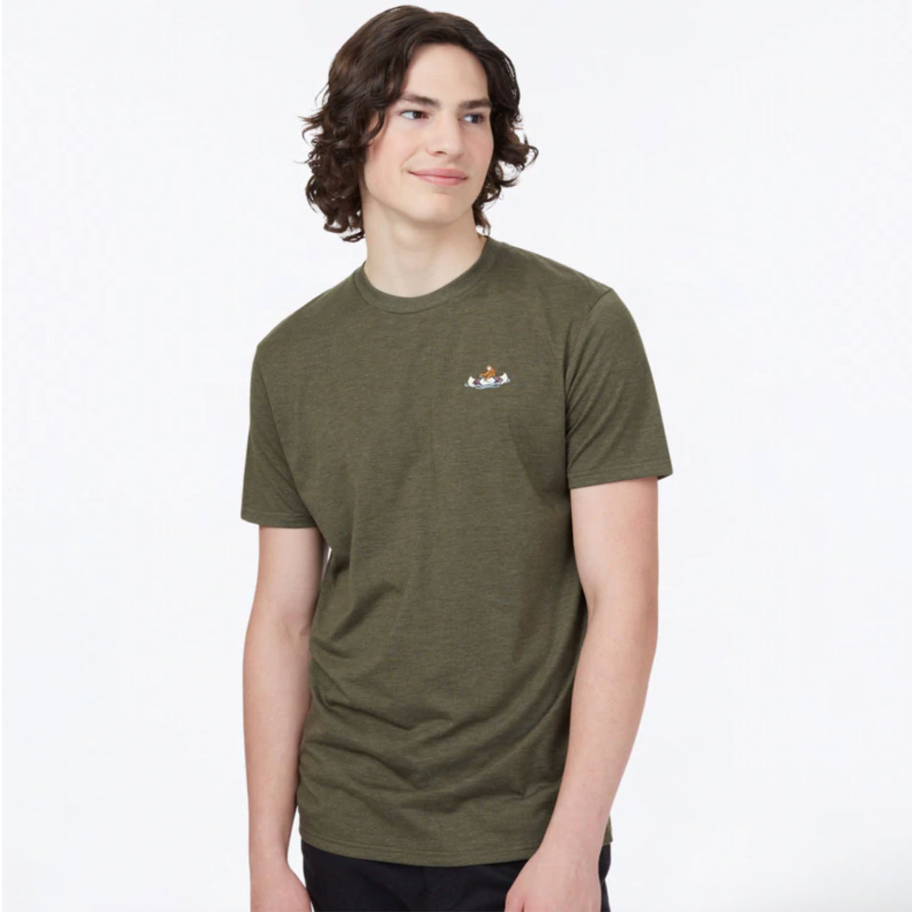 Hero image of the front of the Men's Sasquatch tee in olive green