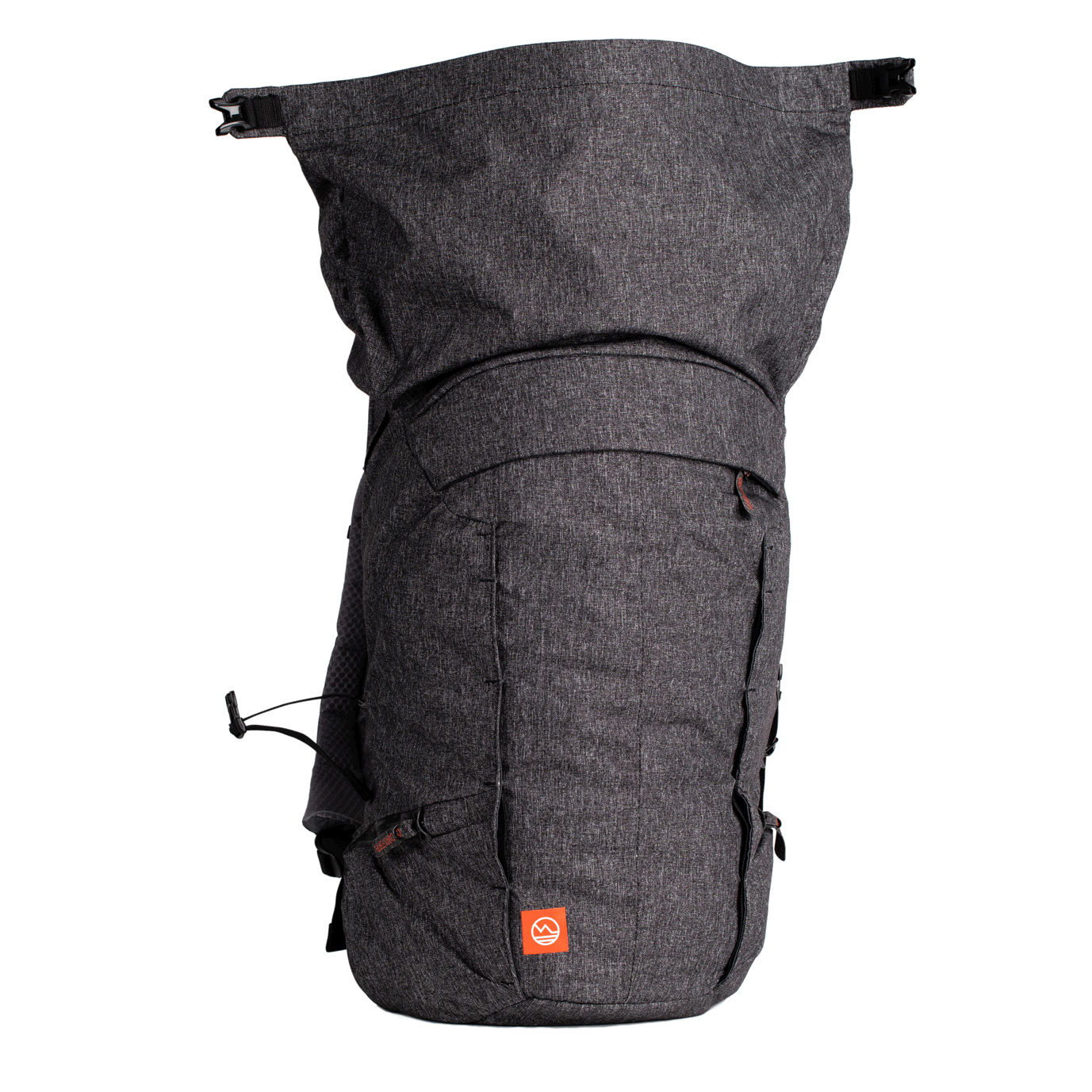 Gif showing off opening, water bottle pocket, hip straps  of Midnight Black Tahquitz Pack